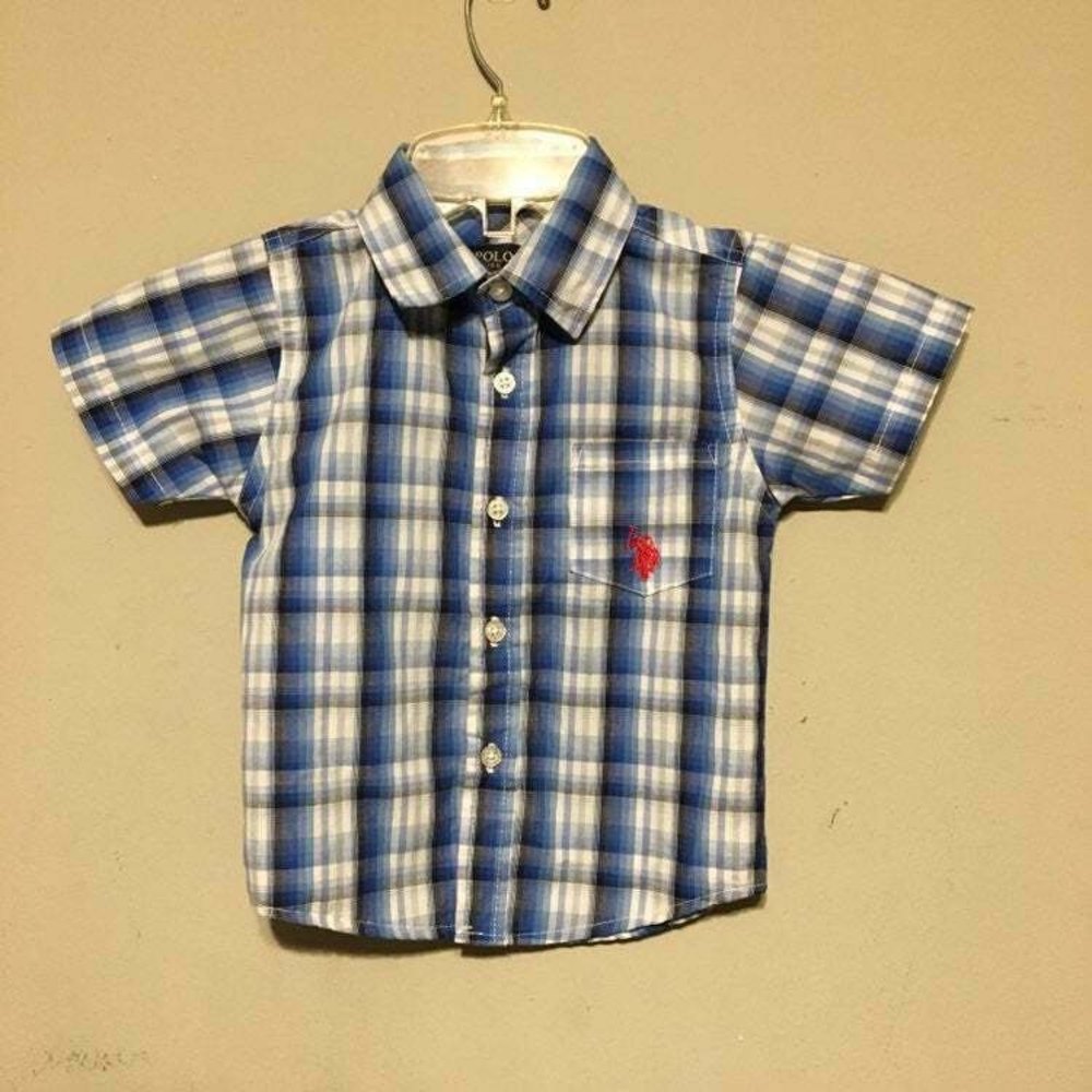 🌷3/$10 US Polo Association 2T blue plaid button down shirt🌷